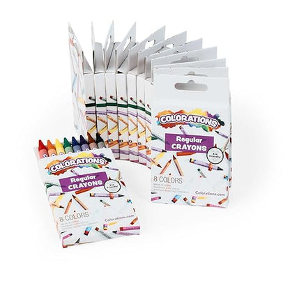 Colorations Regular Crayons, 8 Colors per set, 12 Sets included, 96 Crayons, Each set Individually Packaged, Personalize & Decorate for Gifts, Arts & Craft Craft for Children, Kids Crafts