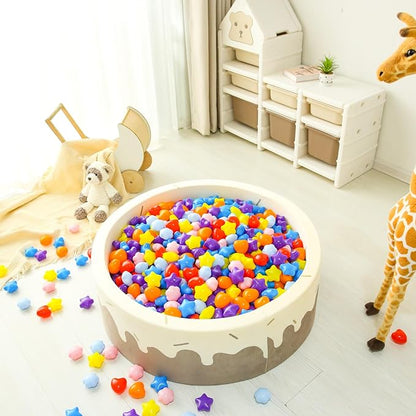GOGOSO Ball Pits Balls for Toddlers, 100 Stars Hearts Florid Shapes Ball, Flowers Plastics Balls for Bounce House, Pastel Ball for Kids Birthday Party Xmas Friendship Bracelet Banner Decor