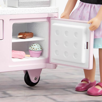 Lori – Mini Doll & Ice Cream Cart – Clothes & Ice Cream Accessories for 6-inch Dolls – Ice Cream Scoops, Cones, Soft Serve, Popsicles – Toys for Kids – 3 Years + – Evelina's Ice Cream Cart