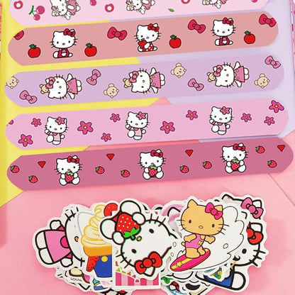 Kitty Party Supplies, Kitty Slap Bracelets, 86PCS Party Favors Contains 36 Slap Bracelets and 50 Stickers, Great Birthday Gift for Boys Girls, Kawaii Goodie Bag Stuffers