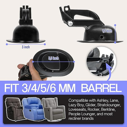 Recliner Handle Replacement, Couch Recliner Pull Handle, Recliner Replacement Parts, and Reclining Chair Lever, Made of Heavy-Duty Metal, Fit for Lazy Boy and Most Major Reclining Sofa (Pack 2)