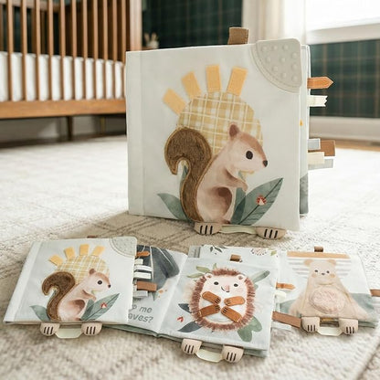 Soft Baby Book with Touch and Feel Pages - Cute Sensory Book for Babies 0-6, 6-12 & 12-18 Months with Mirror & Crinkle Paper - The Perfect Christmas Toy for Baby Showers Or as a Newborn/Infant Gift