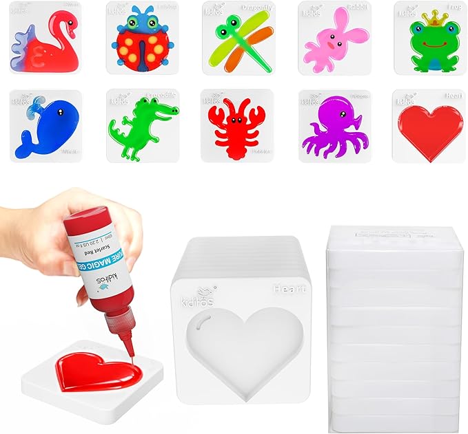 Kiditos Magic Water Elf Mixed Cute Mold Set – 10 Reusable BPA Free Plastic Shapes for Creating Colorful Water Elves, STEM Craft Toy for Kids
