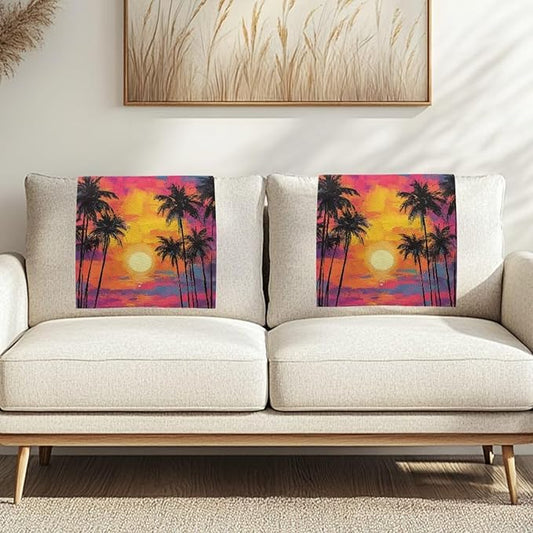 Sunset Recliner Headrest Cover Fabric Sofa Headrest Slipcovers Covers Coco Pet Scratch Resistant Non Slip Couch Headrest Covers for Home 2 Pack