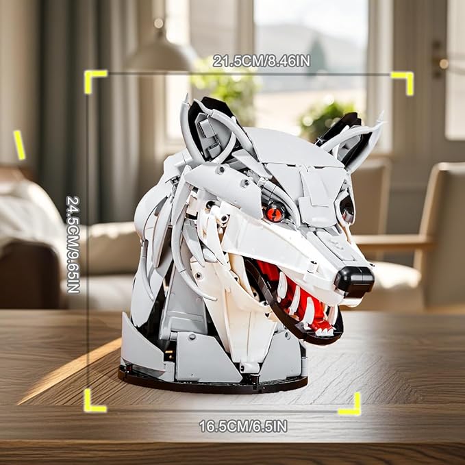 DAHONPA Wolf Head Creative Decoration Series Animal Building Blocks Set（992 PCS） Gift for Adults and Kids, Room Desk Decor or Wall Hanging