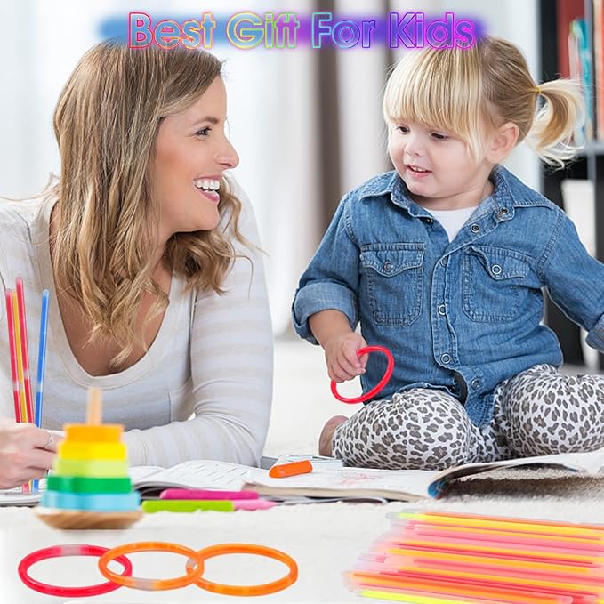 100Pcs Glow Sticks,Glow In The Dark Sticks,8" Glowsticks Light Up Sticks Party Favors for Kids Adults, Glow Sticks Bulk with Connectors for Necklaces Bracelets Party Supplies