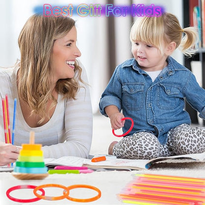 100Pcs Glow Sticks,Glow In The Dark Sticks,8" Glowsticks Light Up Sticks Party Favors for Kids Adults, Glow Sticks Bulk with Connectors for Necklaces Bracelets Party Supplies