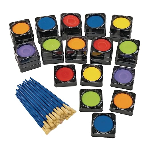Colorations Individual Tempera Cake Classroom Pack Classroom Supplies for Arts and Crafts Multicolor Variety Pack, Model:TEMPAK, Blue,Green,Multicolor,Orange,Purple,Red, 36 Piece Set