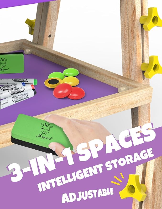 JOYOOSS Easel for Kids Art Easel Kids Easels for Toddlers Easel, Easley for Toddlers Dual-Sided Adjustable Magnetic Easel for Toddlers Easel for 2 Year Old and Toddler Art Easel for Kids Ages 4-8 8-12