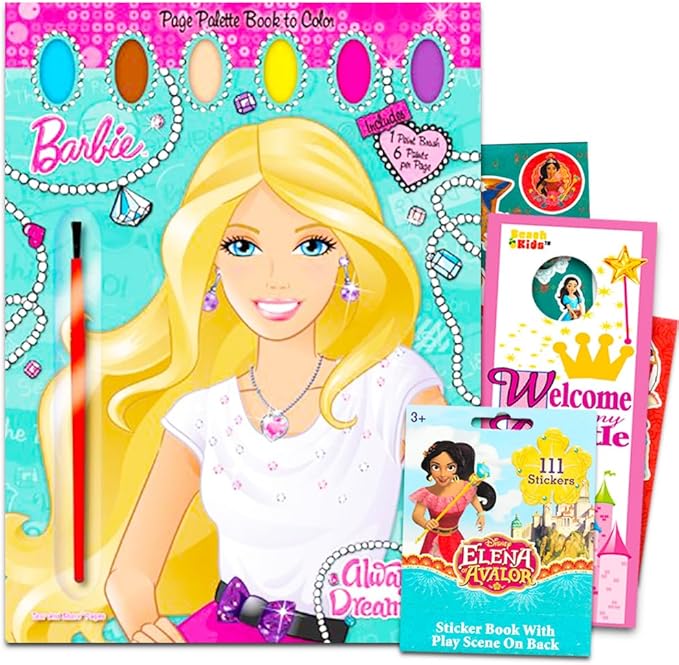 Barbie Paint With Water Book Set with Paint Brush and Over 150 Barbie Stickers