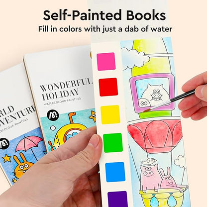 Watercolor Coloring Books for Kids Ages 4-6,8-12,Travel Pocket Water Color Paint Set for Toddlers Party Birthday Thank You Exchange Gift Art and Craft for Boys Girls Ages 3 4 5 6 7 8