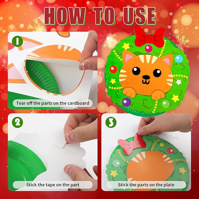 16 Pack Christmas Arts and Crafts for Kids Toddler Christmas Animal Paper Plate Art Kit Gifts for 3 4 5 6 Year Old DIY Kids Crafts for Christmas Stocking Stuffers Classroom Activities Games