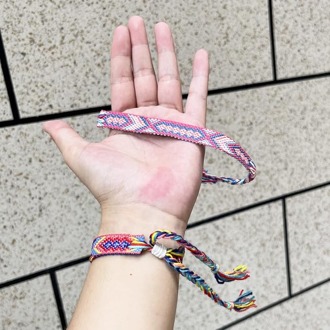 Woven Friendship Bracelets, Braided Bracelets String, Adjustable Nepal Bracelet，Mexico Wave Anklet for Best Friends Kids Women Girls Kids Men, Assorted Colorful（12PCS）