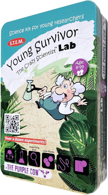 The Purple Cow - Young Survivor, Science Kits for Kids from The Famous Crazy Scientist Lab - Survival Skill Box. Kids Science Kits. STEM Educational Games for Kids, Young Survivor Skills, 191