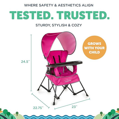 Baby Delight Go with Me Venture Portable Chair | Indoor and Outdoor | Sun Canopy | 3 Child Growth Stages | Pink
