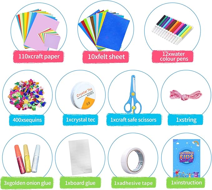 Itopstar 3000+ Kids Arts and Crafts Supplies for Kids Girls Ultimate Crafting Supply Set in Portable 3 Layered Plastic Art Box All in One for Craft DIY Art Supplies Crafts for Girls 8-12