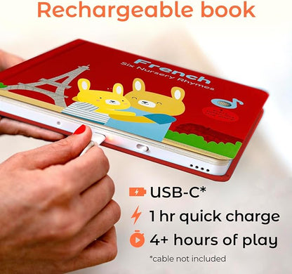 Cali's Books French Nursery Rhymes | New Rechargeable Sound Books | Sound Book for Toddlers 1-3 | Bilingual Books for 1 Year Old | | French Baby Book