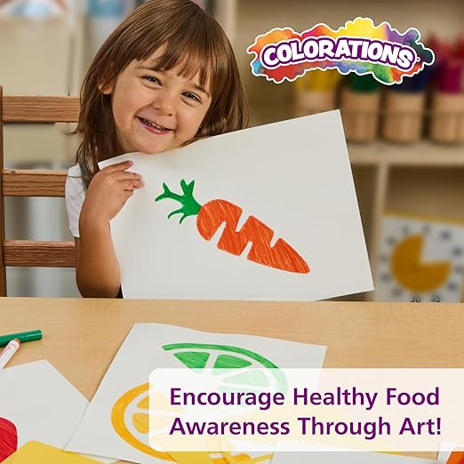 Colorations Fruit & Vegetable Shapes Stencils for Kids, 8 inches, Jumbo, Sturdy, Quality, Washable, Paint, Draw, Spray, Classroom, Arts & Crafts, Teacher, Educational