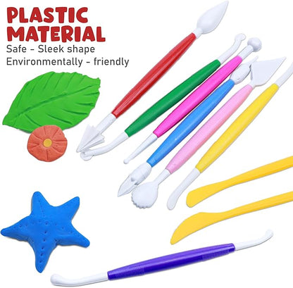 DUGATO Clay Modeling Tools, 17pcs Plastic Ceramic Pottery Tool Set, Double-Head Design, Assorted Colors, for Shaping and Sculpting, Cake Decorating Supplies Kit for Beginners DIY Craft