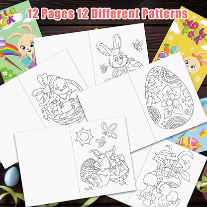 CCINEE 12 Pack Easter Coloring Books,Assorted Rabbits Painted Eggs Patterns Drawing Books for Easter Party Favors(6 Styles,144 Pages)…