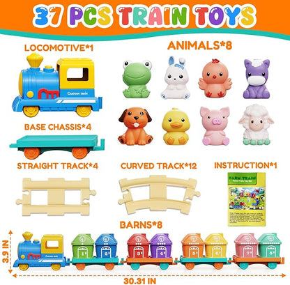 Toddler Boy Girl Toys 1-2-3, Train Set for Toddlers 2-4 with Music & Light, Toys for 1 2 3 Year Old Boy Girl, Counting Matching Sorting Montessori Learning Toy, 1 2 3 Year Old Boy Girl Birthday Gifts