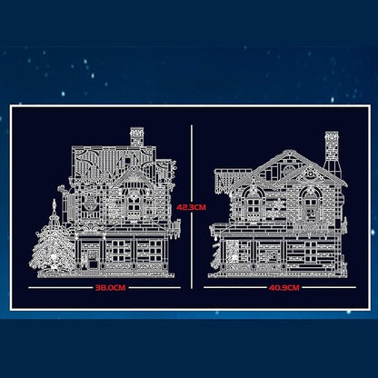 General Jim's Winter Theme Christmas City Building Blocks Set - Musical Christmas Bricks House with Lights - Great Family Build or for Teens and Adults