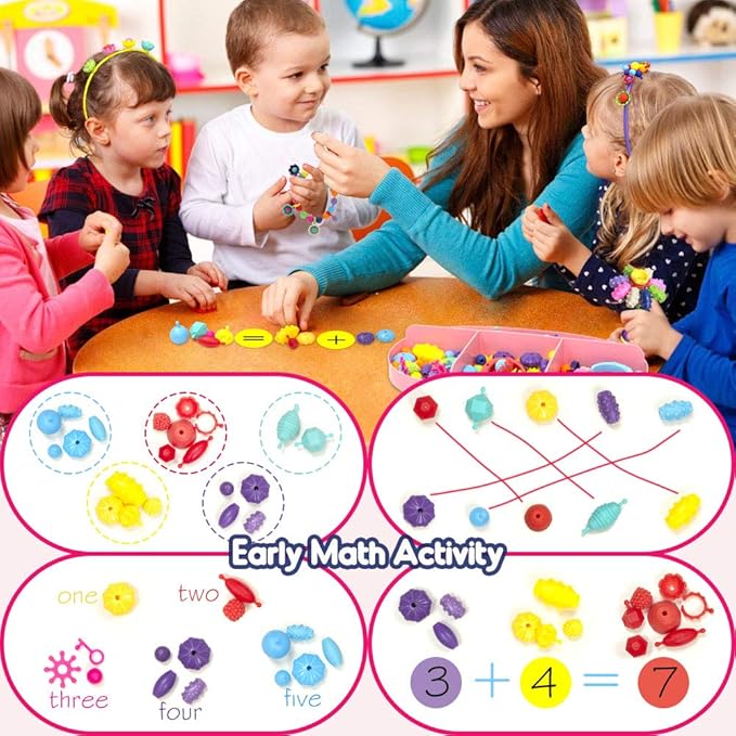 Pop Beads, Jewelry Making Kit for Girls, Art and Craft Toys Gift, DIY Bracelets Necklace Hairband and Rings Creativity Set for Kids Age 3 4 5 6 7 8 Year Old