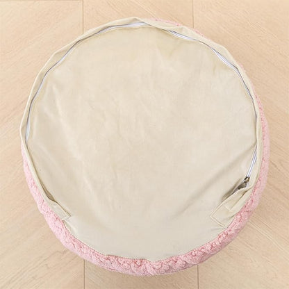 Pouf Ottoman Stuffed 20x20x12 Inches Floor Pouf Plush Fiber Ottoman Foot Rest Under Desk Foot Stool for Living Room Bedroom (Pink Pouf with Filler)