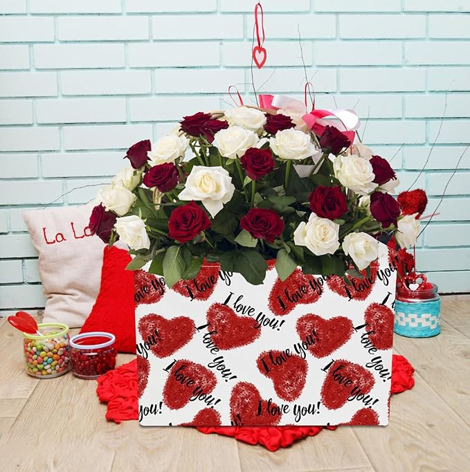 NTAOHAMPER Rectangular Storage Basket Empty,Storage Bin with Handles,Room Decor,Gift Basket,Book Box(Love Heart)