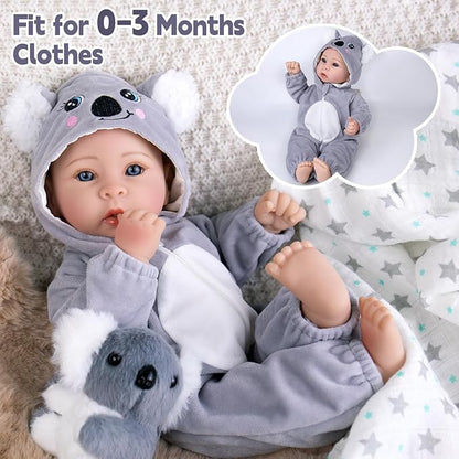 Aori Baby Dolls 17 inches, Real Life Baby Doll with Feeding Kit Included, Life Like Baby Dolls that Look Real, Newborn Baby for Kids, Birthday, Pretend Play