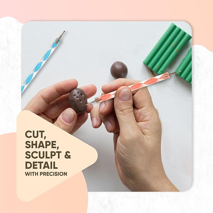 14 Pcs Clay Tools & Pottery Tools Kit, Polymer Clay Earring Making Kit with Acrylic Clay Roller and Thickness Rings Clay Cutters for Jewelry Making & Air Dry Clay Tools Set