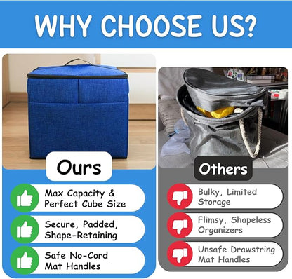 XL Toy Storage Organizer with Play Mat - Storage Bag/Box for Kids, Boys, Girls, Nursery, Playroom - Basket for Building Bricks/Blocks - Collapsible Fabric Cube Bin, 13"x13"x15"
