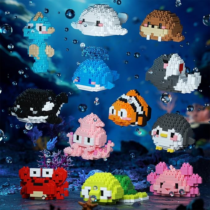 Marine Animals Building Blocks Sets Mini Building Blocks Ocean Animal Sea Creatures Building Blocks Set Mini Building Blocks Toys STEM Gifts for Kids Adult(Sea Turtle)