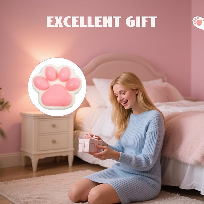 Large Cat Paw Taba Squishy Squeeze Toys 5-inch Furry Pink Cute Fufu Squishy Sensory Stress Relief Fidget Toys for Party Favors Sensory Anxiety Toys for Adults (Plush Pink)