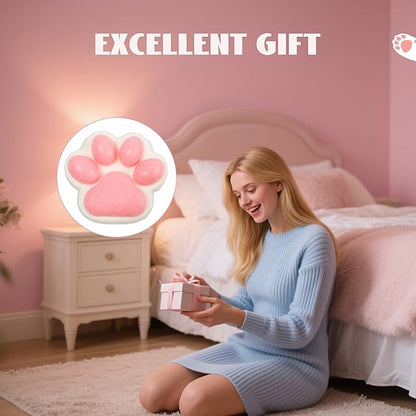 Large Cat Paw Taba Squishy Squeeze Toys 5-inch Furry Pink Cute Fufu Squishy Sensory Stress Relief Fidget Toys for Party Favors Sensory Anxiety Toys for Adults (Plush Pink)