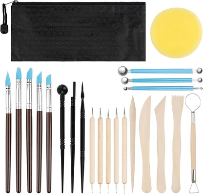 MAQIHAN Clay Tools - 23 PCS Clay Tools Sculpting Air Dry Clay Tools Pottery Tools Clay Tool Kit for Clay, Pottery, Carving, Sculpting, Ceramic, Drawing, Dotting, Molding, DIY