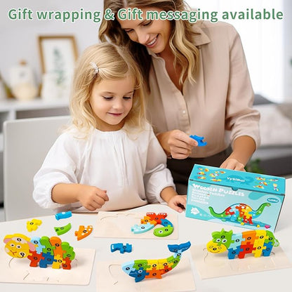 6 Pack Wooden Animal Puzzles for Toddlers Ages 3-5, Montessori Toys, Jigsaw Puzzles for Kids, Learning Toys for 3 Year Olds Preschool Fine Motor Skills - Easter Gifts
