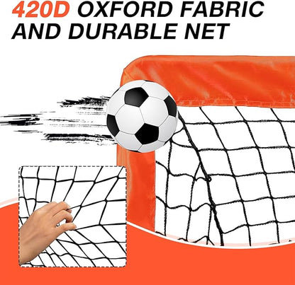 2 Pack 4' x 3' Soccer Goal Net Set, Pop Up Kids Practice Soccer Goals for Indoor and Outdoor.Portable Soccer Net with Carrying Bag & Ground Pegs, Perfect for Backyard, Field, Court