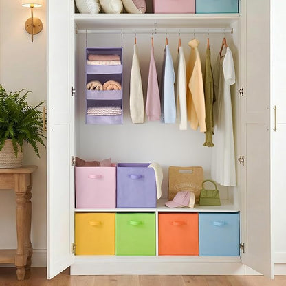 Cupic Cupid 13 Inch Storage Cube, Fabric Cube Storage Bin with Handles, Storage Cube Organizer for Clothes and Toys, Collapsible Cube Bins for Closet, Shelves, Nursery, 6-Pack, Pastel Colors