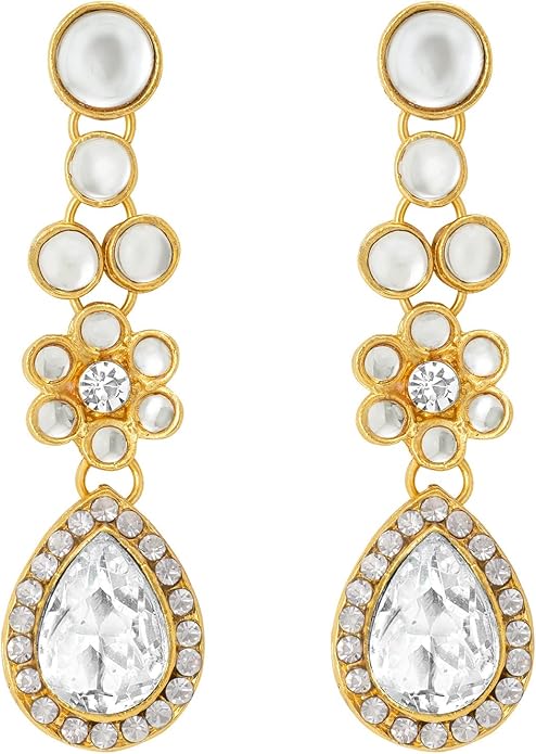 Aheli Traditional Gold Plated Kundan Beads Studded Choker Necklace Dangle Earrings & Maangtikka Set Ethnic Fashion Jewellery Gift for Women