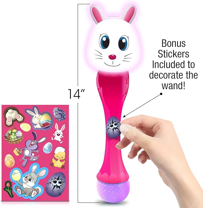 Easter Basket Stuffers for Toddler, Bunny Bubble Wand, Easter Basket Essentials, 14" Light Up Automatic Bubble Maker with LED & Music, Toys for Toddlers, Bubbles for Kids