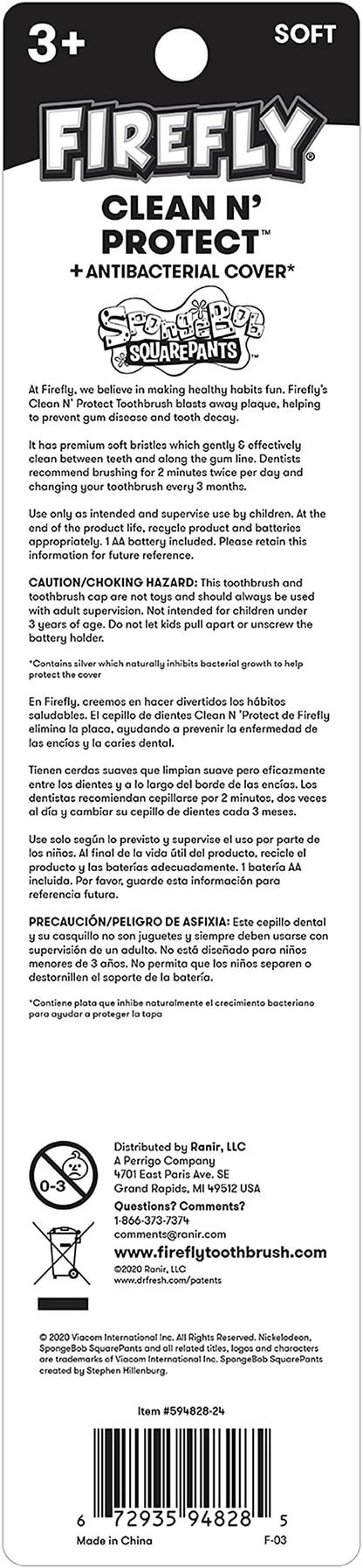 Firefly Clean N' Protect Spongebob Power Toothbrush, 1 Count(Pack of 1)