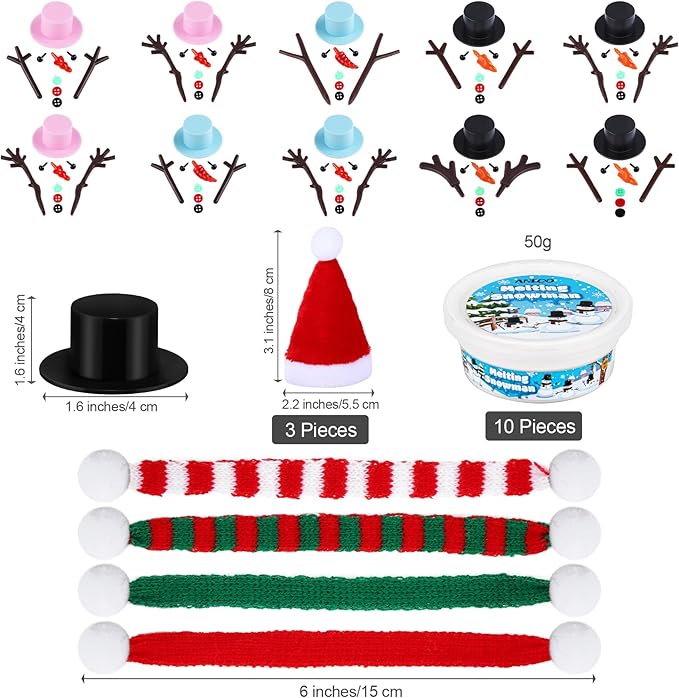 Aneco 10 Pack Christmas Melting Snowman DIY Craft Kit Build Snowman Toys Foam Putty Snowman Making Decorating Kit Xmas Gift for Kids Christmas Stocking Stuffers and Winter Party Supplies