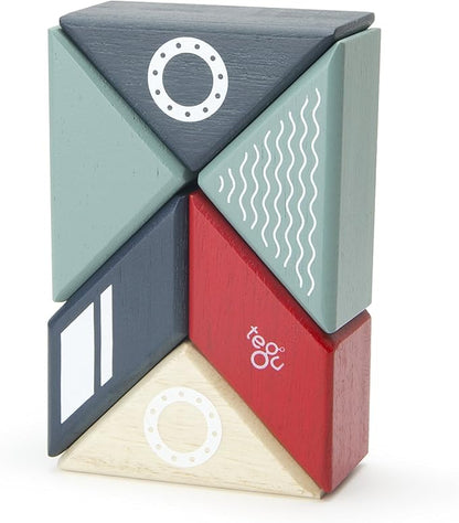 6 Piece Tegu Travel Pal Magnetic Wooden Block Set, Tugboat