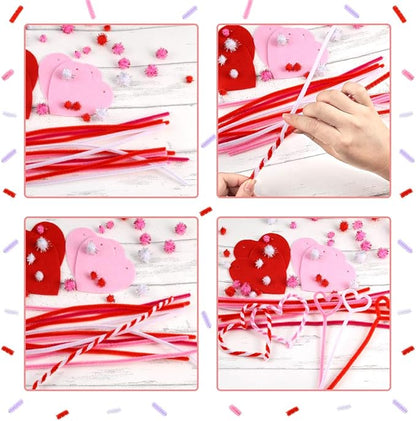 Caydo 200 Pieces Pink Pipe Cleaners 6 mm x 12 inch, Creative Crafts Decorations in 4 Colors (Red, Pink, White, Purple)