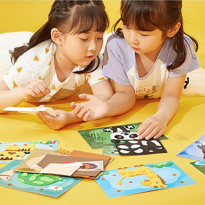 3D EVA Foam Stickers for Toddlers 12PCS Sticky Foam DIY Craft Preschool Art Class Drawing Sticker Puzzle Art Kit for Kids Boys Girls (Cartoon Animals B)