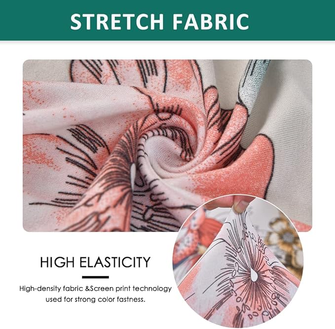 NILUOH Stretch Recliner Cover 4 Pieces Printed Lazy Boy Chair Covers Floral Patterned Recliner Sofa Slipcover Anti-Slip Fitted Furniture Protector with Elastic Bottom, A2