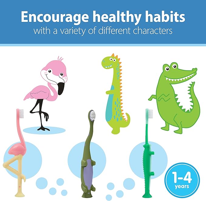 Dr. Brown's Baby and Toddler Toothbrush, Flamingo 1-Pack, 1-4 Years