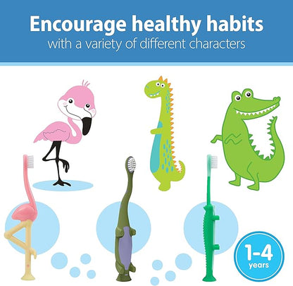 Dr. Brown's Baby and Toddler Toothbrush, Flamingo 1-Pack, 1-4 Years