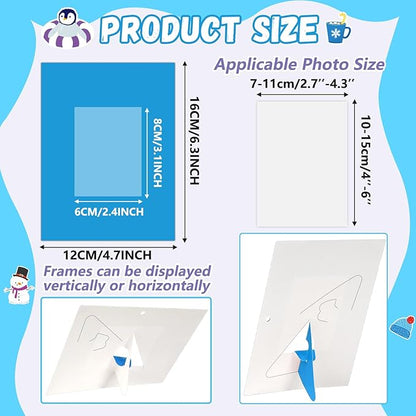 Qyeahkj 48 Pack Winter Craft for Kids Winter Picture Frame with Easel DIY Paper Arts Crafts Kit with Stand Christmas Holiday Xmas Photo Frames Bulks Game Activity for Kindergarten Preschool Boys Girls